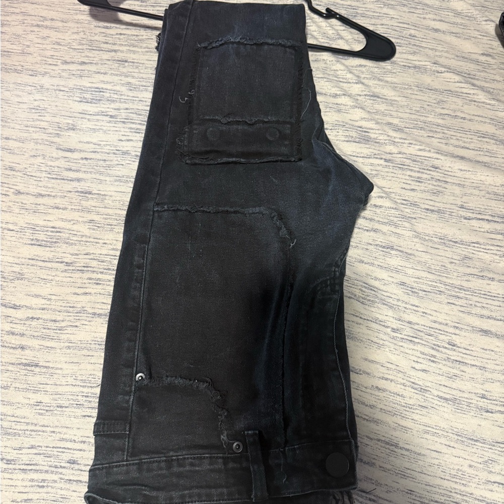 Men's Black Denim Stacked Jeans